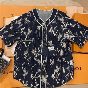 Louis Vuitton LV leaf baseball denim shirt